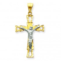 Diamond Cut Crucifix in 14k Two-tone Gold