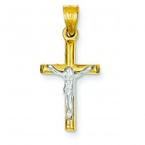 Hollow Crucifix Charm in 14k Two-tone Gold