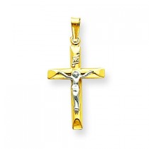 INRI Hollow Crucifix in 14k Two-tone Gold