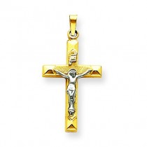 INRI Hollow Crucifix in 14k Two-tone Gold