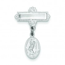 St Christopher Medal Pin in Sterling Silver