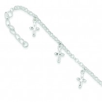 Cross Charm Anklet in Sterling Silver