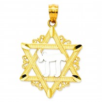Chai Star Of David Pendant in 14k Yellow Gold