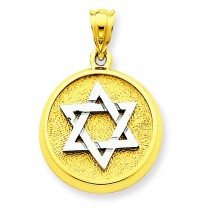 Star Of David Disc Charm in 14k Two-tone Gold