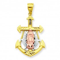 Mariner Blessed Mother Pendant in 10k Two-tone Gold