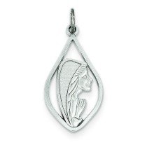Mary Blessed Virgin Charm in 14k White Gold