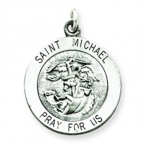 Antiqued Saint Michael Medal in Sterling Silver