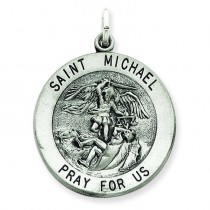 Antiqued Saint Michael Medal in Sterling Silver