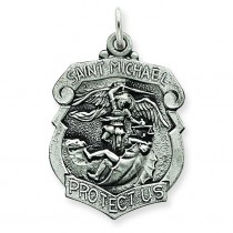 St Michael Badge Medal in Sterling Silver