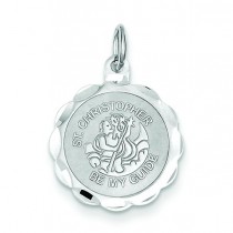 St Christopher Medal Charm in Sterling Silver