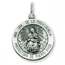 Antiqued De La Providencia Medal in Sterling Silver