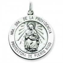 Antiqued De La Providencia Medal in Sterling Silver