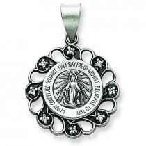 CZ Blessed Mother Pendant in Sterling Silver