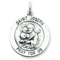 Antiqued St Joseph Medal in Sterling Silver