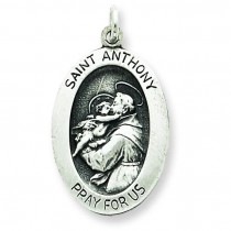 Antiqued St Anthony Medal in Sterling Silver