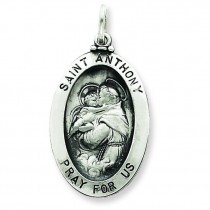 Antiqued St Anthony Medal in Sterling Silver