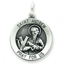 Antiqued Saint Andrew Medal in Sterling Silver