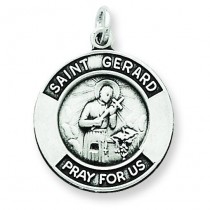 Oxidized St Gerard Medal Pendant in Sterling Silver