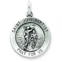 Antiqued St John the Baptist Medal in Sterling Silver