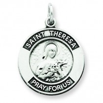 Oxidized St Theresa Medal in Sterling Silver