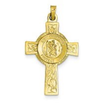 St Christopher Cross Medal in 14k Yellow Gold