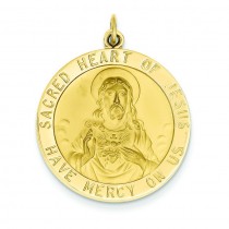Sacred Heart Of Jesus Medal in 14k Yellow Gold