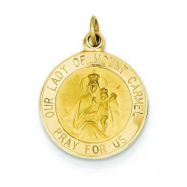 Our Lady Of Mount Carmel Medal in 14k Yellow Gold