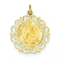 Our Lady Of Lourdes Medal in 14k Yellow Gold
