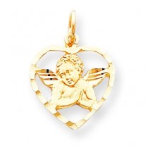 Angel Heart Charm in 10k Yellow Gold