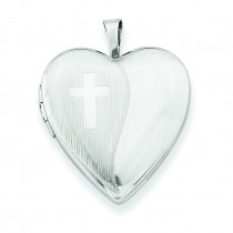 Cross Design Heart Locket in Sterling Silver