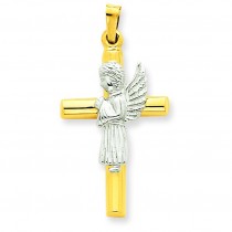 Hollow Angel Cross in 14k Two-tone Gold
