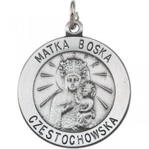 Matka Boska Medal 18 Inch Chain in Sterling Silver
