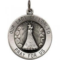 Lady Of Loreto Medal 18 Inch Chain in Sterling Silver