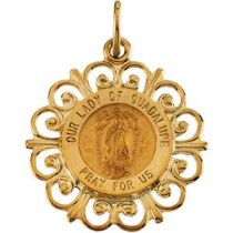 Lady Of Guadalupe Medal in 14k Yellow Gold