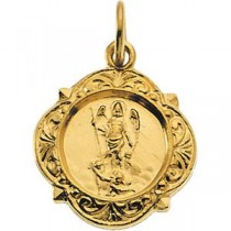 St Raphael Medal in 14k Yellow Gold