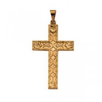 Floral Cross in 14k Yellow Gold