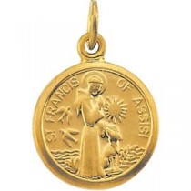 St Francis Of Assisi Medal in 14k Yellow Gold