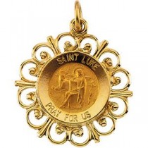 St Luke Medal in 14k Yellow Gold