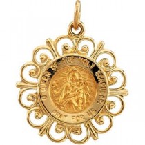 Scapular Medal in 14k Yellow Gold