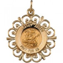 St Joseph Medal in 14k Yellow Gold