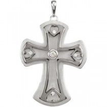 0.011 Ct. Diamond Heart Cross in Sterling Silver