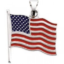 American Flag Pendant in 14k Yellow Gold