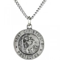 St Christopher Medal Pendant in Sterling Silver