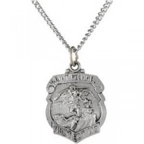 St Michael Medal 18 Inch Chain in Sterling Silver
