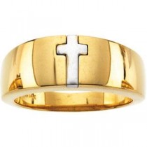 Cross Band in 10k Two-tone Gold