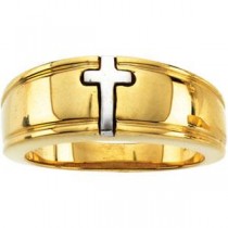 Cross Band in 10k Two-tone Gold