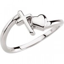 Cross & Heart Chastity Ring in Sterling Silver