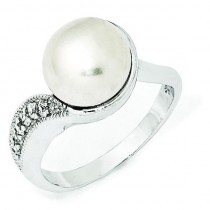 Zirconia White Cultured Pearl Ring