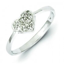 Rhodium Diamond Heart Ring