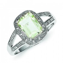 GreenAmethyst Diamond Ring